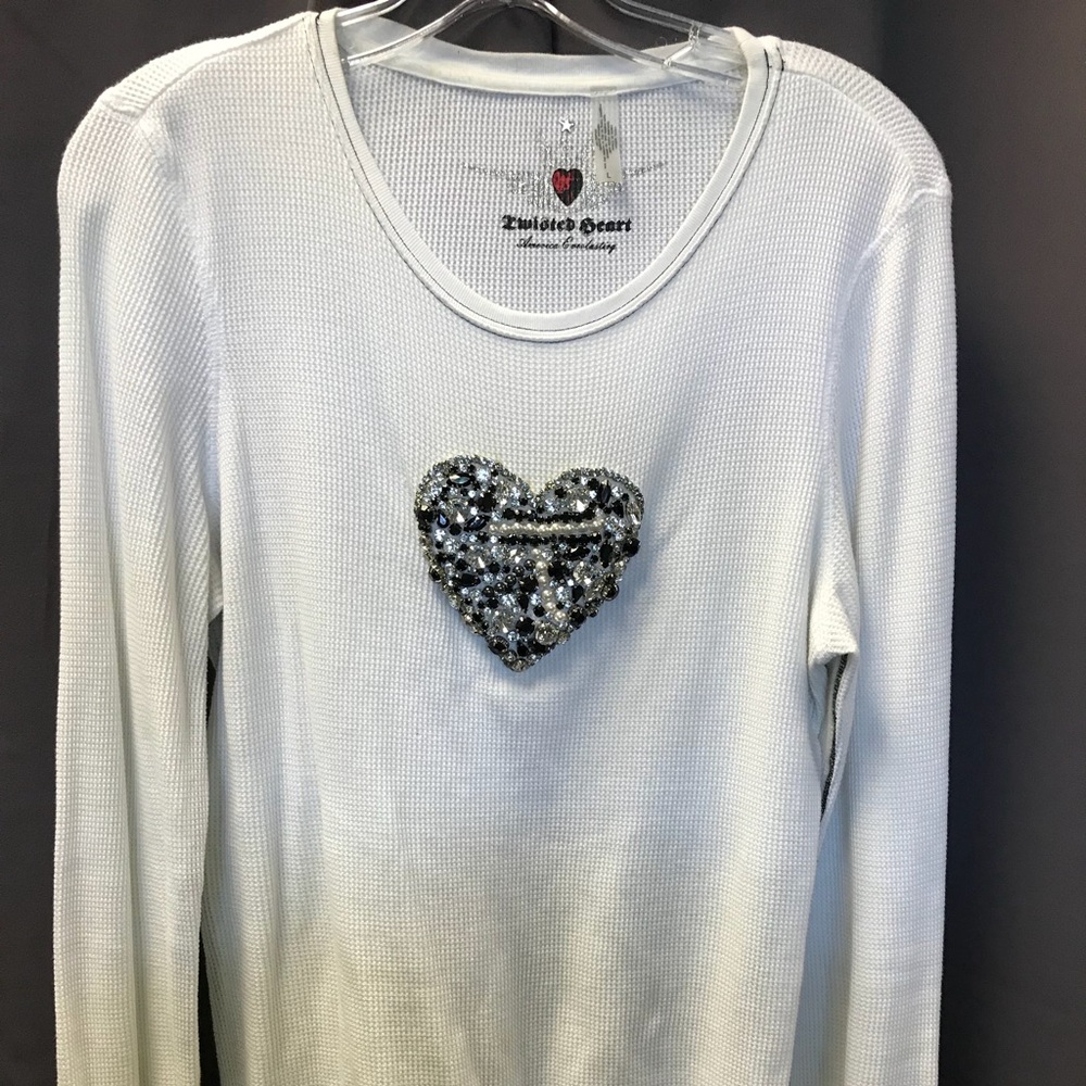 Twisted Heart dressy top with detail beaded heart